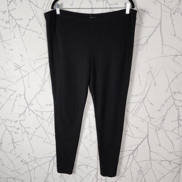Lafayette 148 Black Ponte Knit Mid Rise Pull On Leggings - Picture 1 of 5